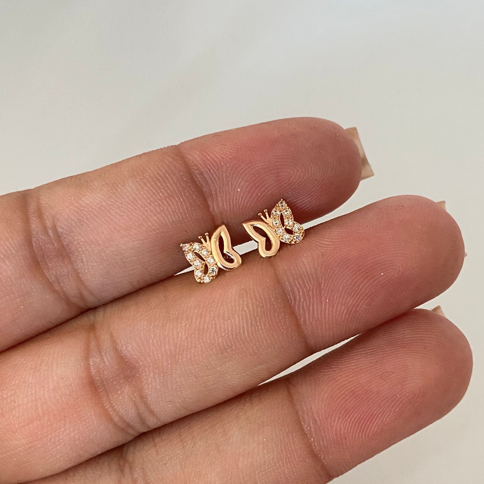 Topos mariposa mitad lisos y casting Oro rosa 18k 0,95 Gr / 6,8 mm