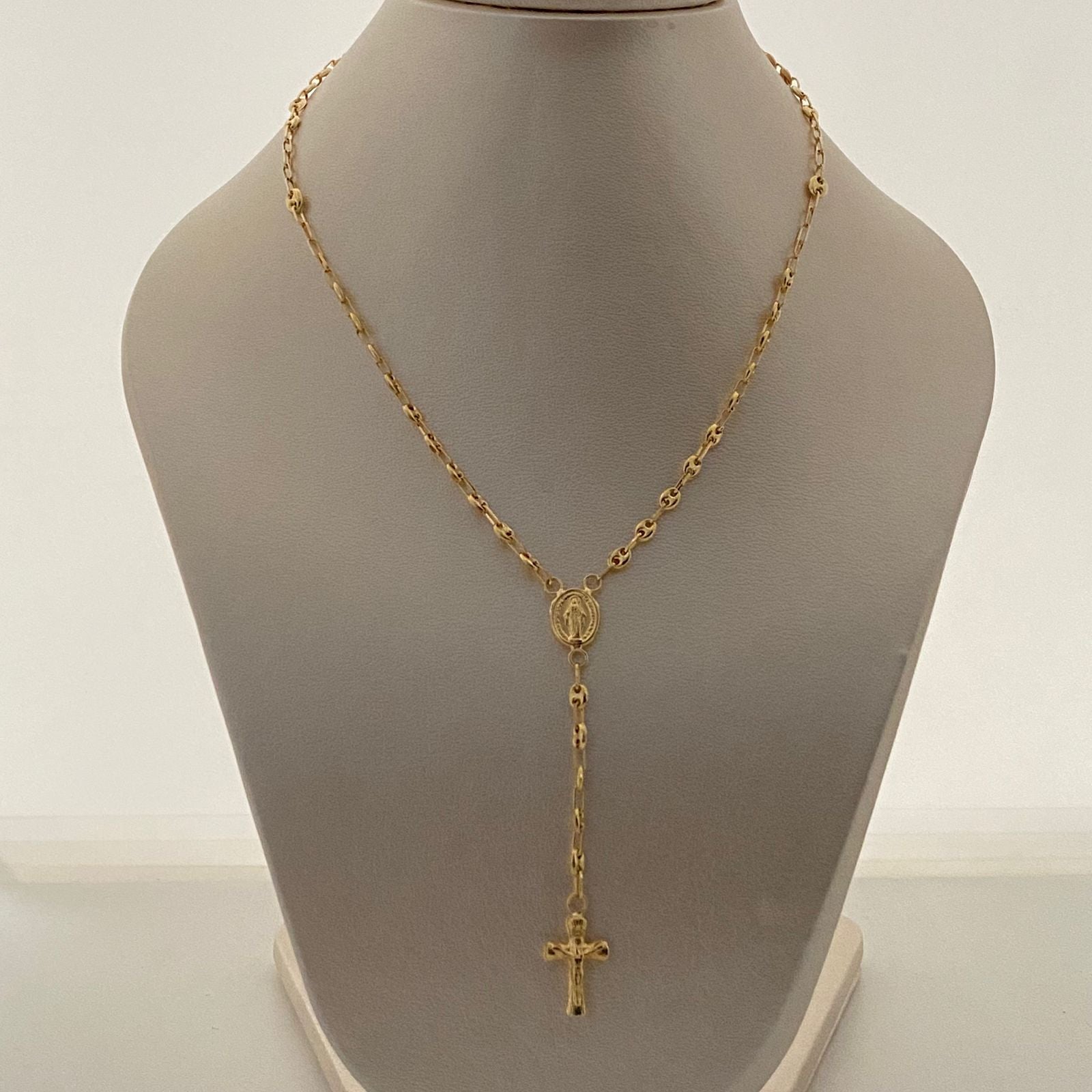 Rosario tejido gc con virgen milagrosa  Oro amarillo 18k 7,15 Gr / 3,3 mm / 50 Cm Broche 0,40