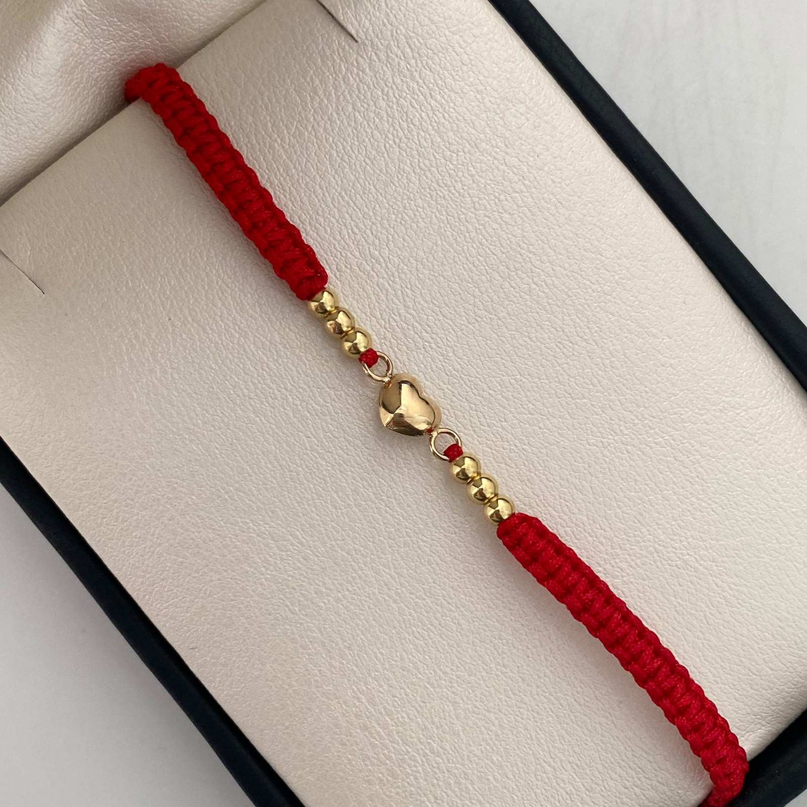 Pulsera tejida Herraje corazon inflado bolas lisas 3mm Oro amarillo 18k 0,6 Gr
