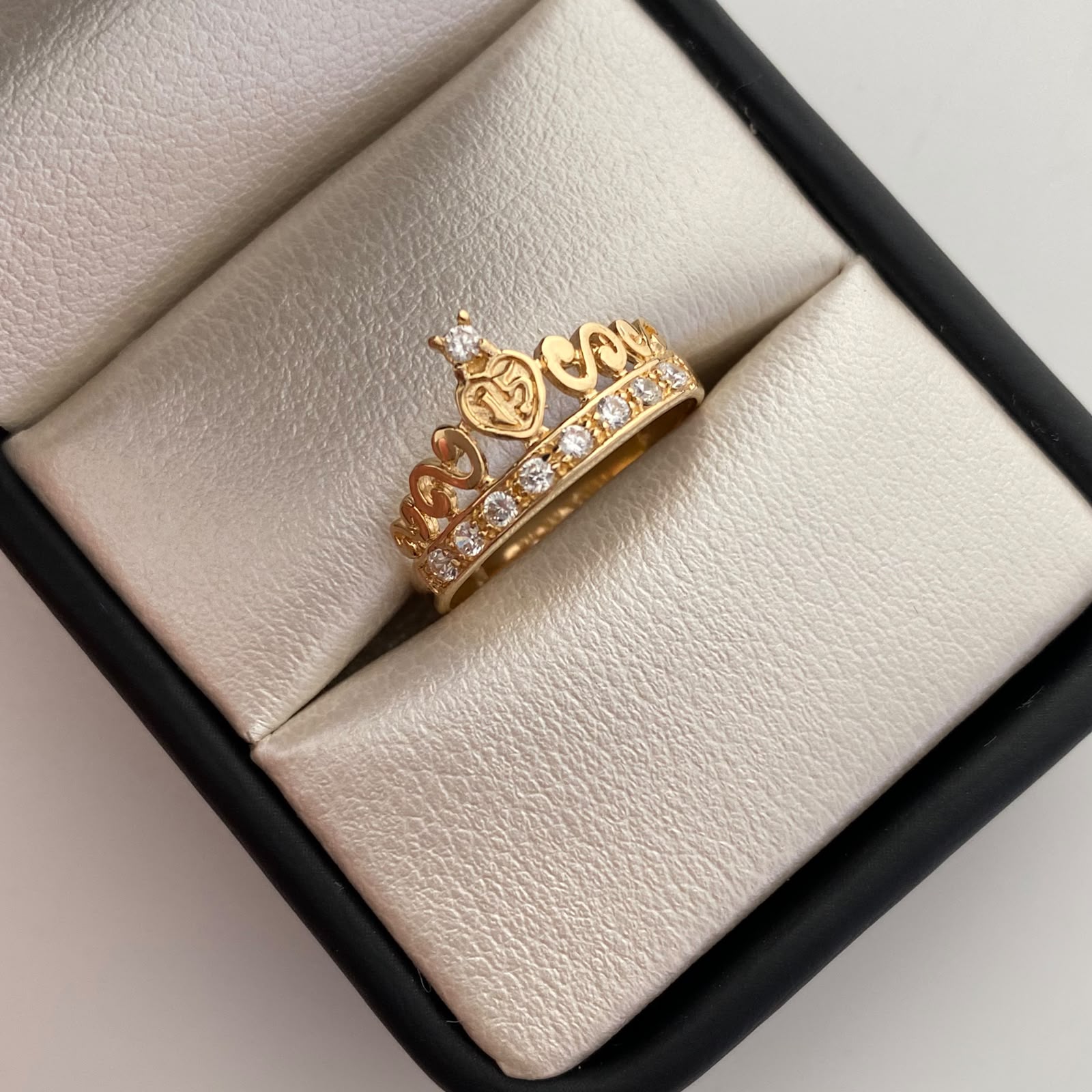 Anillo 15 Casting Blanco Oro amarillo 18k / Talla 7 / 2,45 Gr