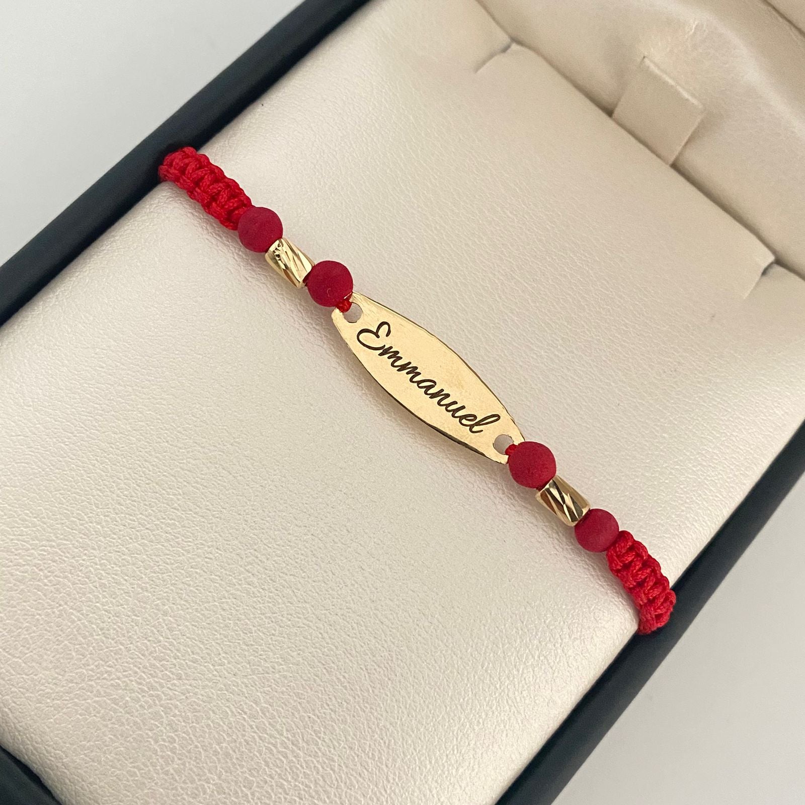 Pulsera tejida placa nombre Emmanuel Oro amarillo 18k 0,6 Gr