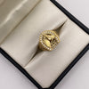Anillo Herradura caballo circones blancos Oro amarillo 18k / Talla 10 / 6,6 Gr / 5,5 mm