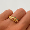 Anillo 15 Circon Verde Oro amarillo 18k / Talla 6 1/4 / 2,4 Gr