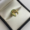 Herraje Caballo herradura circones verdes Oro amarillo 18k 1,85 Gr / 1,7 Cm