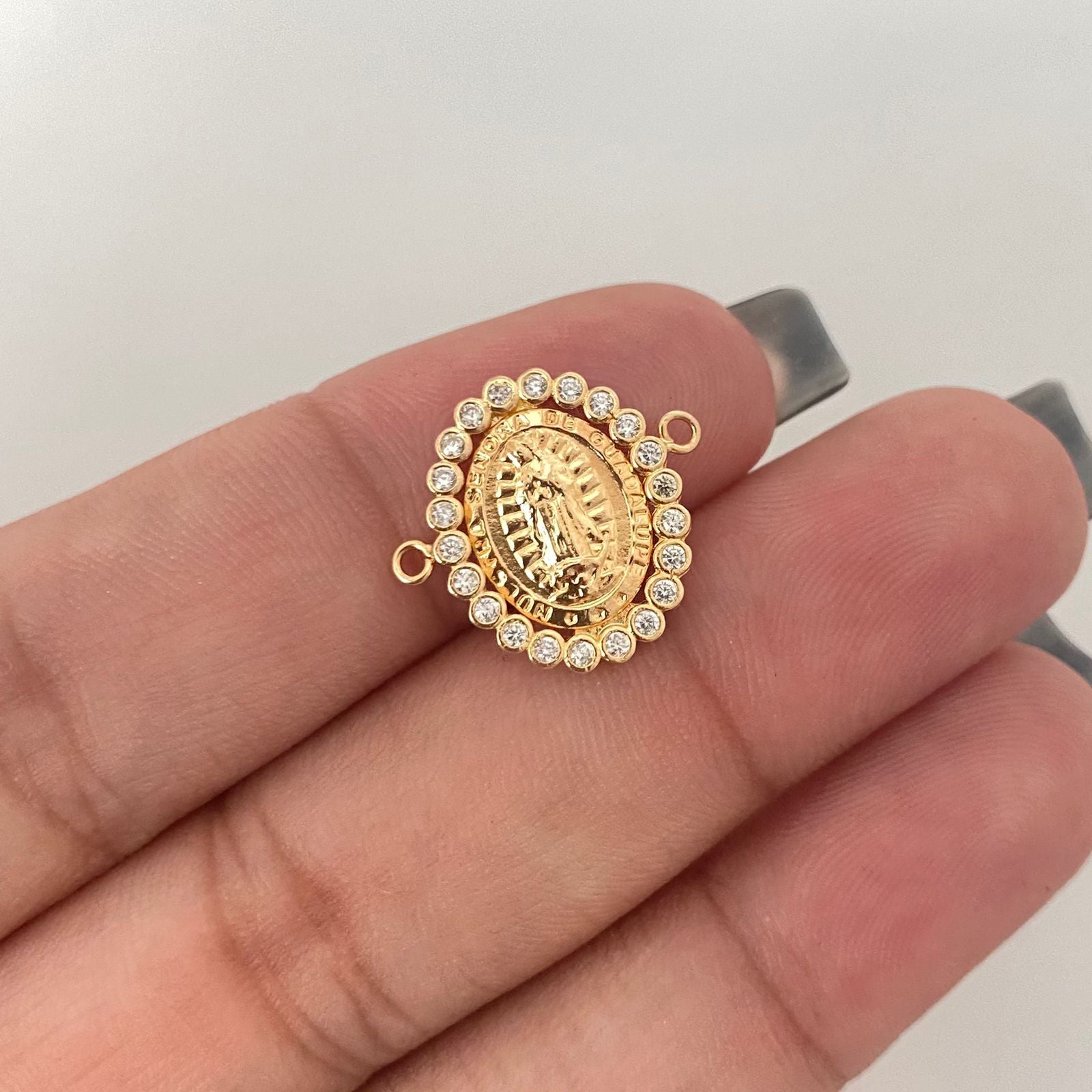 Herraje virgen guadalupe borde casting Oro amarillo 18k 0,95 Gr / 1,5 Cm