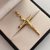 Dije Cruz Tubular Cristo Oro amarillo 18k 2,1 Gr / 28 mm / 5 Cm