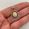 Dije Redondo Casting Azul Virgen de Guadalupe Oro amarillo 18k 2,95 Gr / 15,6 mm / 2,6 Cm