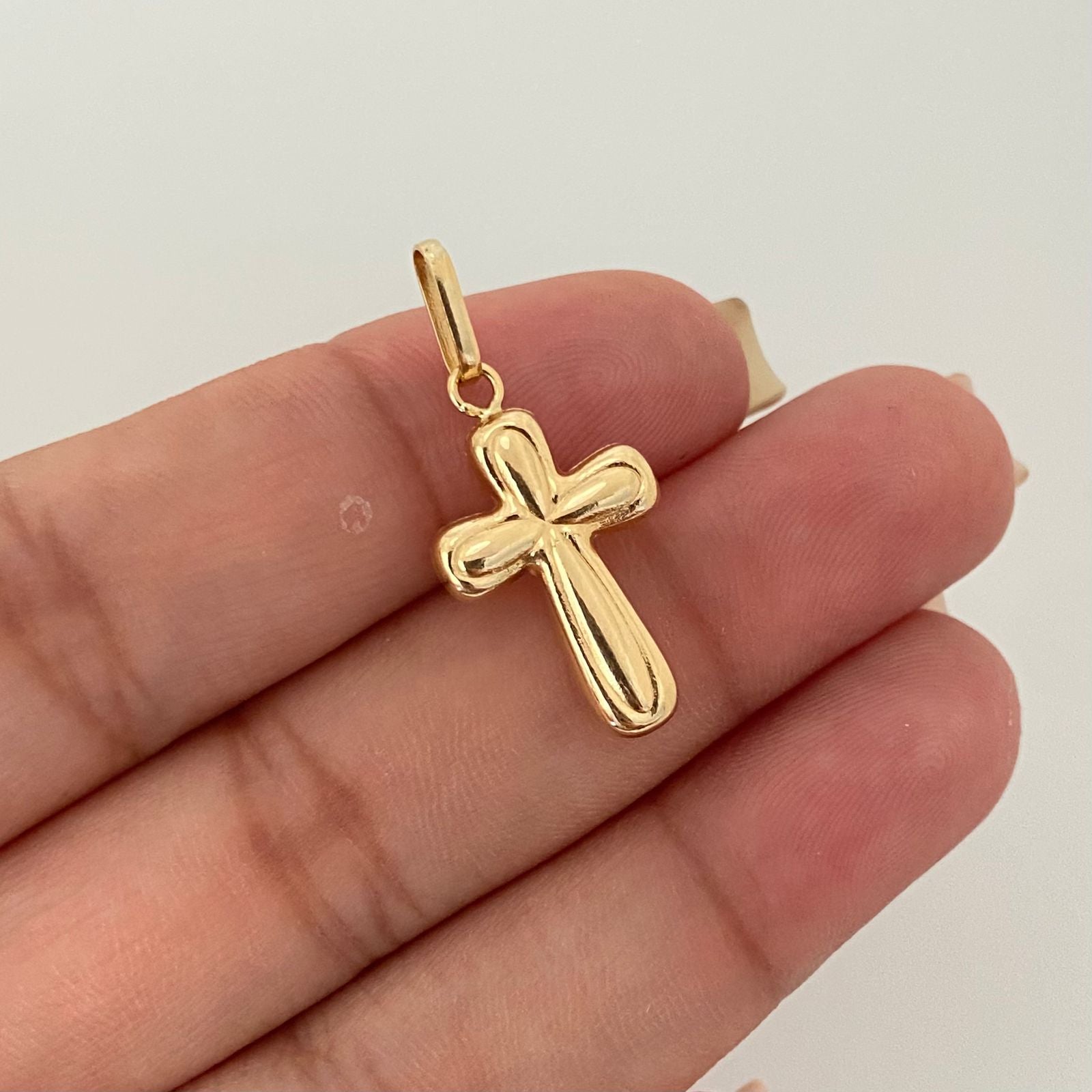 Dije cruz inflada troquel Oro amarillo 18k 1,30 Gr / 3,0 Cm