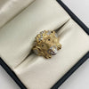 Anillo rostro cristo circones blancos Oro amarillo y Oro blanco 18k / Talla 9 1/2 / 6,6 Gr / 6,76 mm