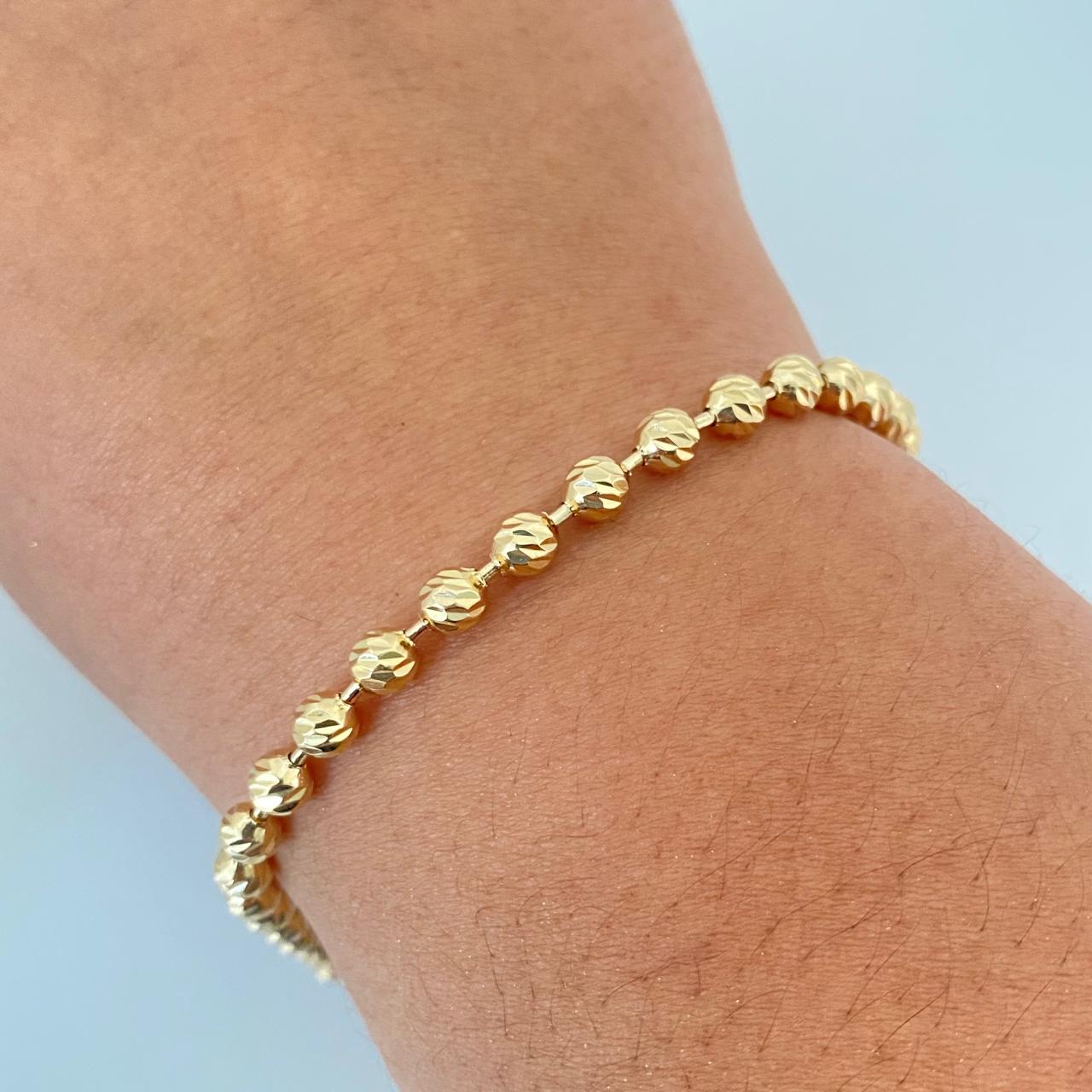 Pulso militar diamantada Oro amarillo 18k +1 / 9,10 Gr / 4,6 mm / 18,5 Cm Broche 0,60