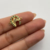 Herraje Caballo herradura circones verdes Oro amarillo 18k 1,85 Gr / 1,7 Cm