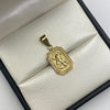 Dije Virgen del carmen placa circones blancos Oro amarillo 18k 2,45 Gr / 12,4 mm / 2,6 Cm