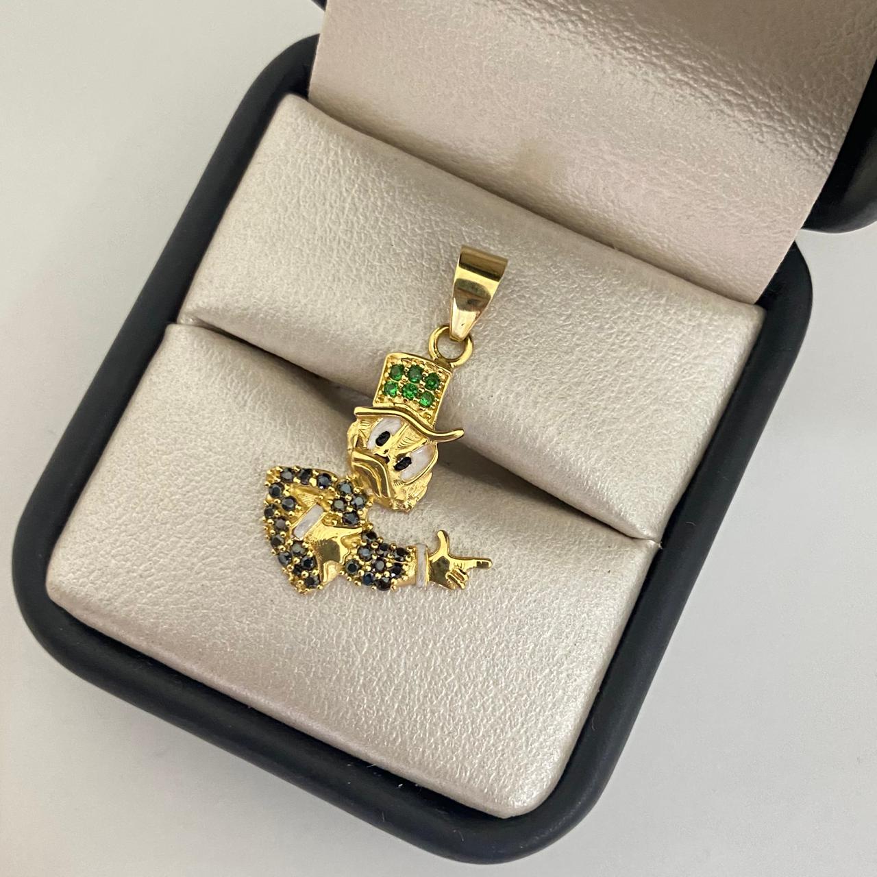 Dije tío rico sombrero azul casting negro Oro amarillo 18k 3,2 Gr / 3,0 Cm