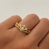 Anillo 15 Corazon circones blancos Oro amarillo 18k / Talla 6 1/2 / 3,0 Gr