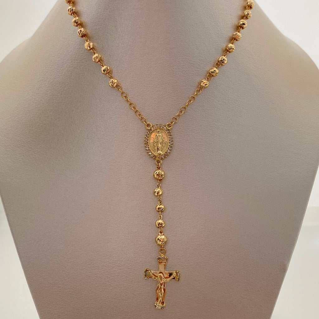 Rosario Virgen Milagrosa Casting Oro amarillo 18k 12,70 Gr / 4 mm / 50 Cm Broche 0,40