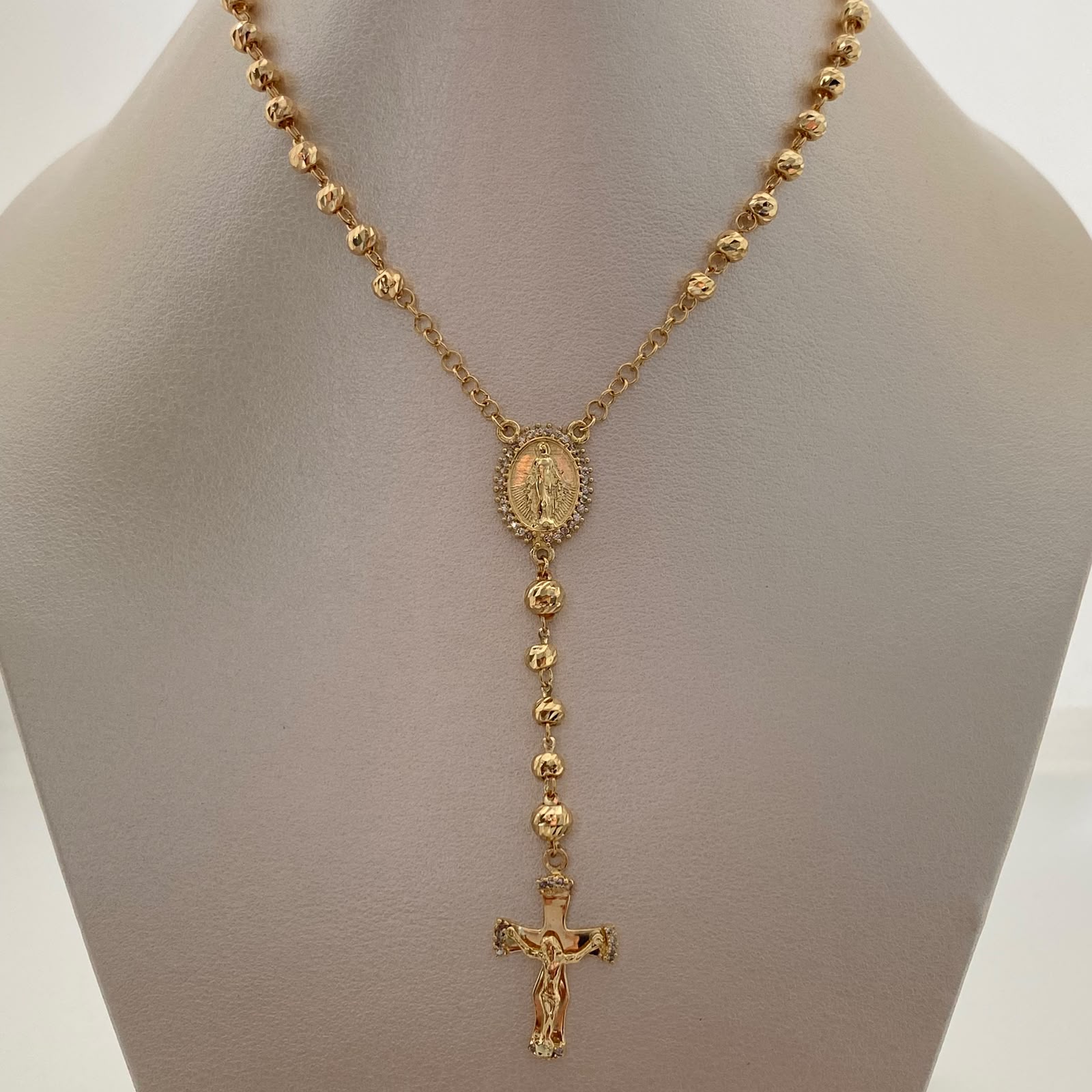 Rosario Virgen Milagrosa Casting Oro amarillo 18k 12,70 Gr / 4 mm / 50 Cm Broche 0,40