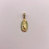 Dije Virgen de guadalupe circones verdes Oro amarillo 18k 1,3 Gr / 9,2 mm / 2,3 Cm