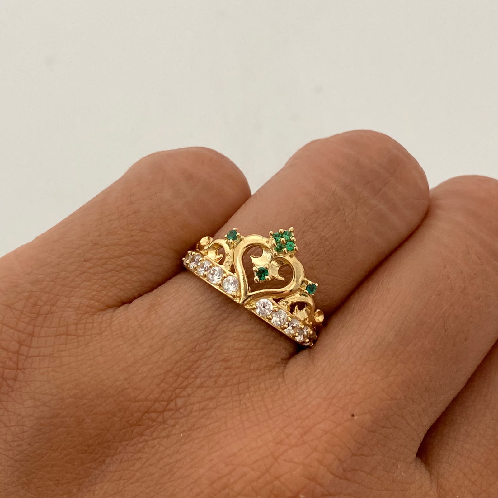 Anillo 15 Corona Casting Verde Oro amarillo 18k / Talla 5 3/4 / 2,9 Gr