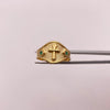 Anillo Troquel cruz circones verdes Oro amarillo 18k / Talla 9 1/2 / 2,7 Gr / 4,6 mm