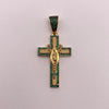 Dije cruz virgen guadalupe circones verdes Oro amarillo 18k 7,05 Gr / 22,2 mm / 5 Cm