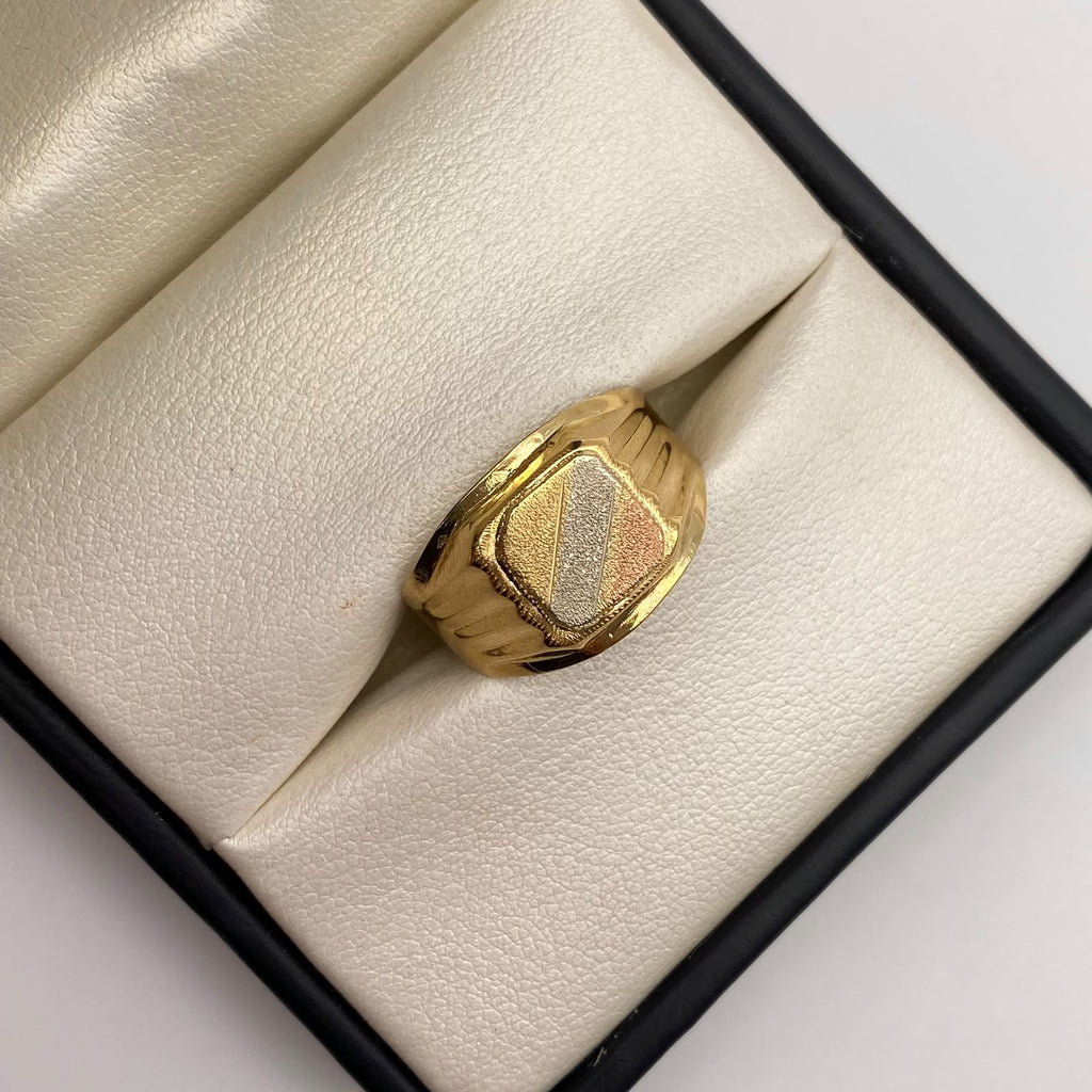 Anillo troquel Tres oros 18k / Talla 11 1/4 / 3,25 Gr / 4,98 mm