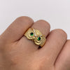 Anillo Buho circones verdes Oro amarillo 18k / Talla 10 1/2 / 7,65 Gr / 6,0 mm