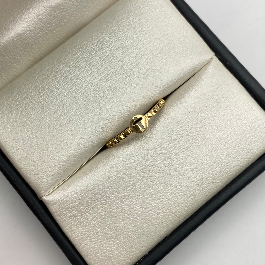Anillo cruz central y balines Oro amarillo / Talla 7 / 1,4 Gr