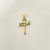 Dije cruz clavo circones verdes Oro amarillo 18k 4,20 Gr / 3,4 Cm