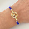 Pulsera tejida silueta corona casting bolas diamantadas #4 Tres oros 18k 3,55 Gr