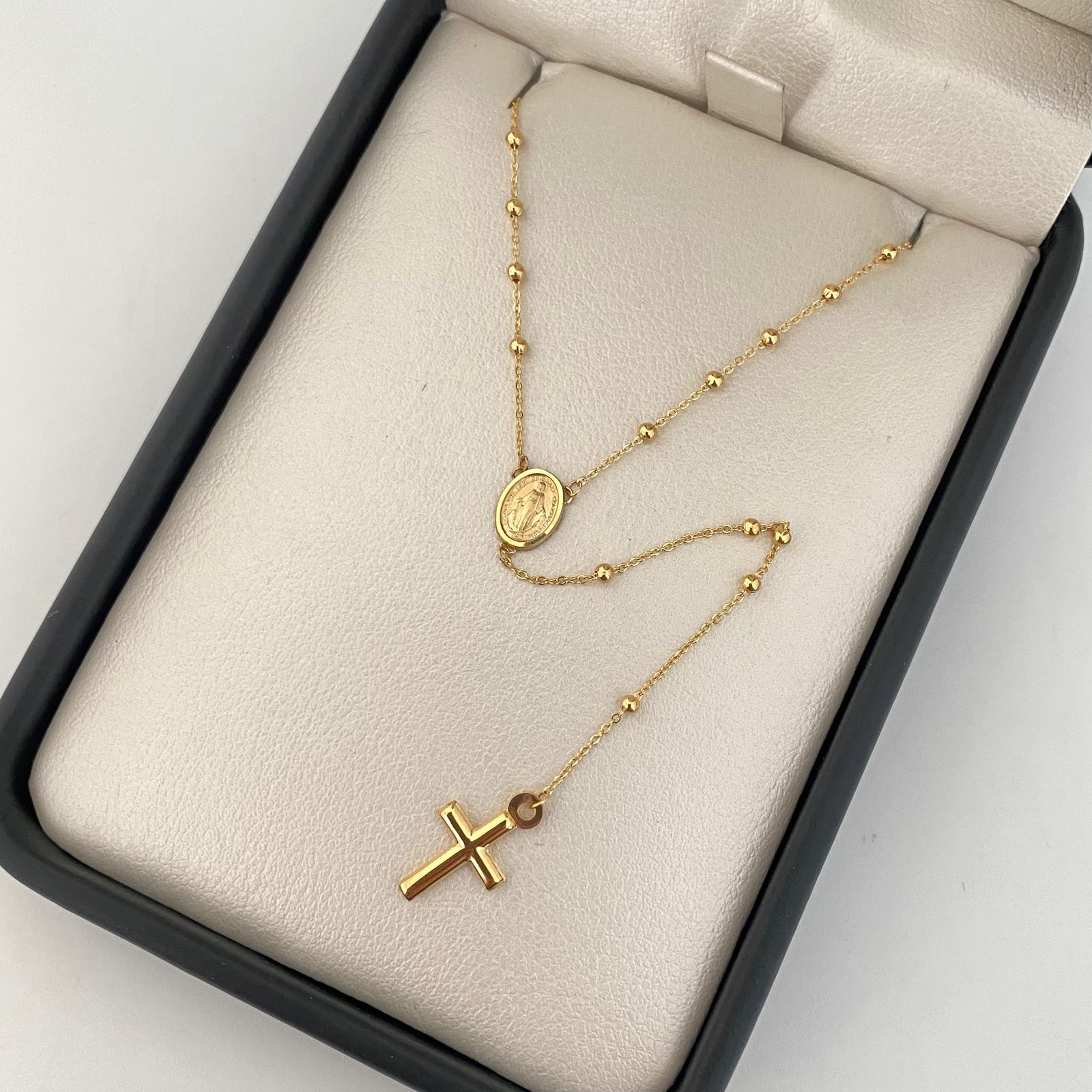 Rosario It virgen milagrosa balines lisos Oro amarillo 18k +4 / 2,80 Gr / 1,8 mm / 47 Cm