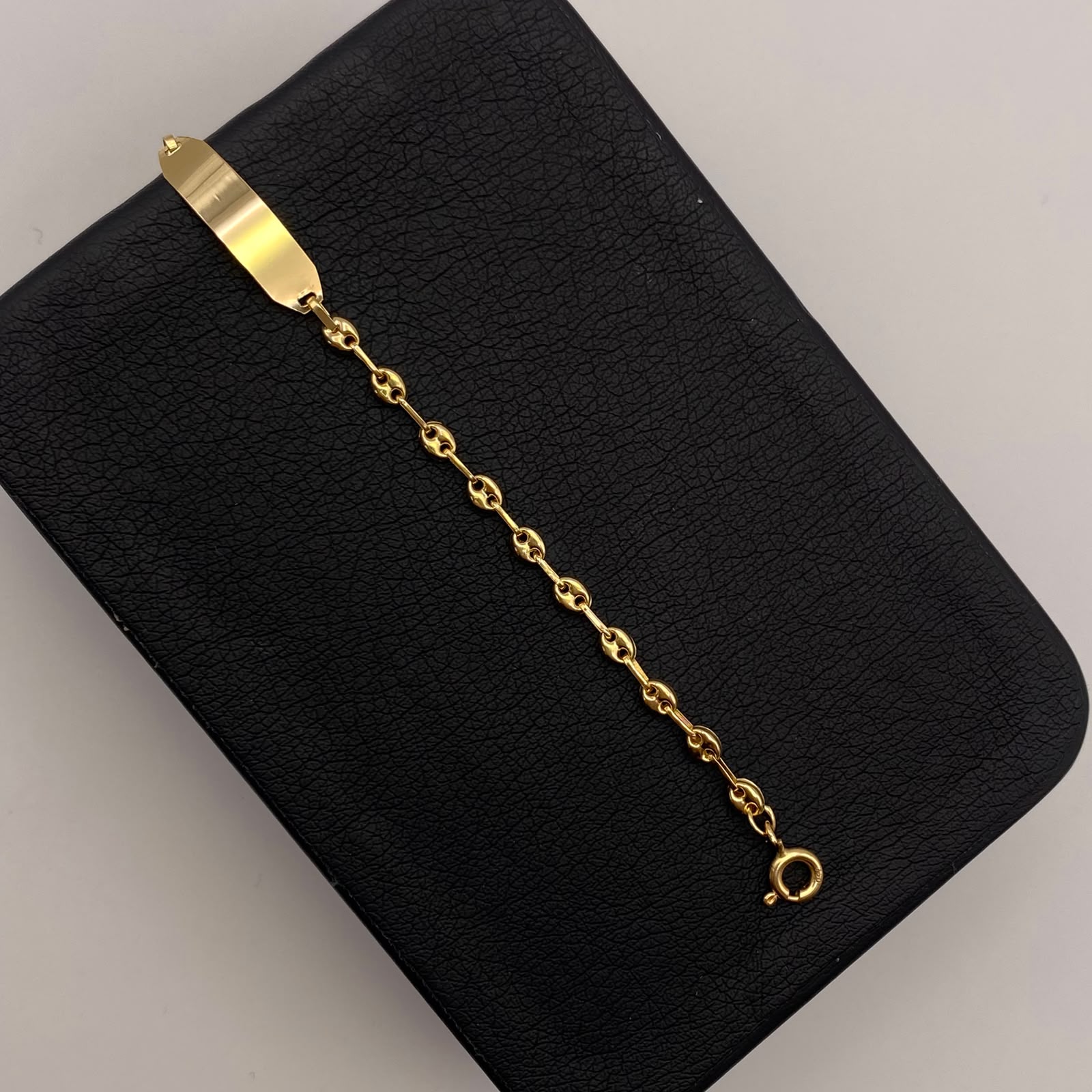 Pulso bebé gc placa rectangulo Oro amarillo 18k 1,80 Gr / 3,2 mm / 16,5 Cm Broche 0,20