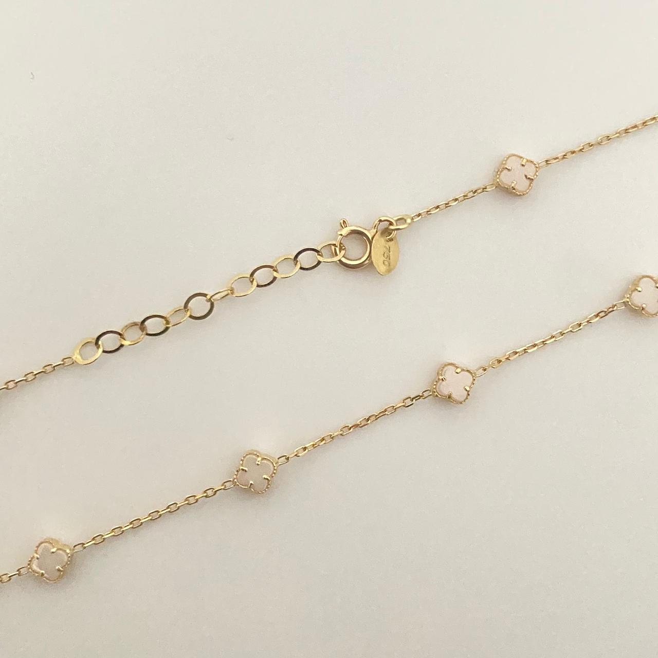 Cadena It mini trebol fondo blanco Oro amarillo 18k +4 / 5,15 Gr / 4,6 mm / 45 Cm