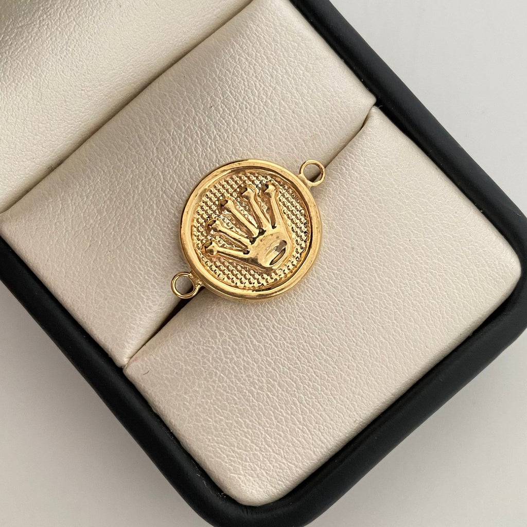 Herraje corona rx con diamantado  Oro amarillo 18k 1,3 Gr / 1,6 Cm