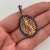 Dije Virgen de Guadalupe Casting Azul Oro amarillo 18k 5,4 Gr / 22,9 mm / 4 Cm
