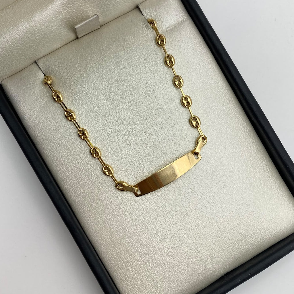 Pulso bebé placa Oro amarillo 18k 1,90 Gr / 3,4 mm / 14,5 Cm Broche 0,40