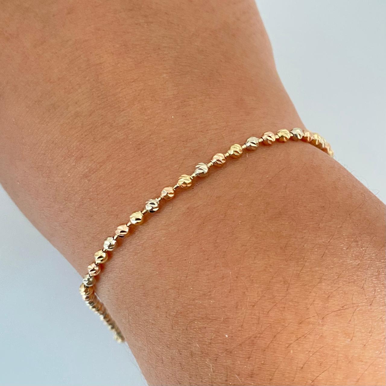 Pulso militar diamantado Tres oros 18k +1 / 6,00 Gr / 3,0 mm / 19 Cm Broche 0,60