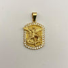 Dije San miguel arcangel placa circones blancos Oro amarillo 18k 8,15 Gr / 19,3 mm / 3,1 Cm