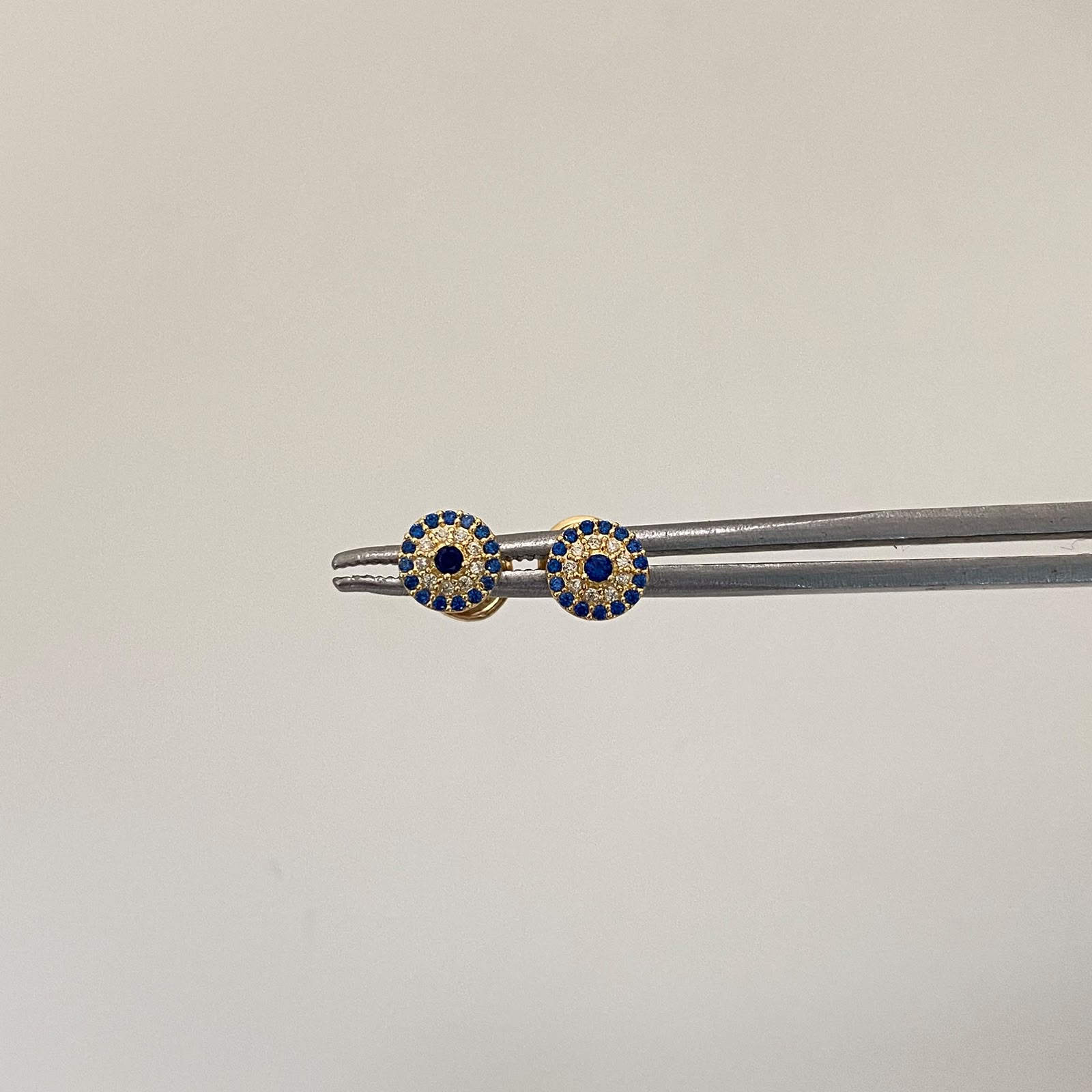 Topos circulo circones azules  Oro amarillo 18k 0,8 Gr / 6 mm