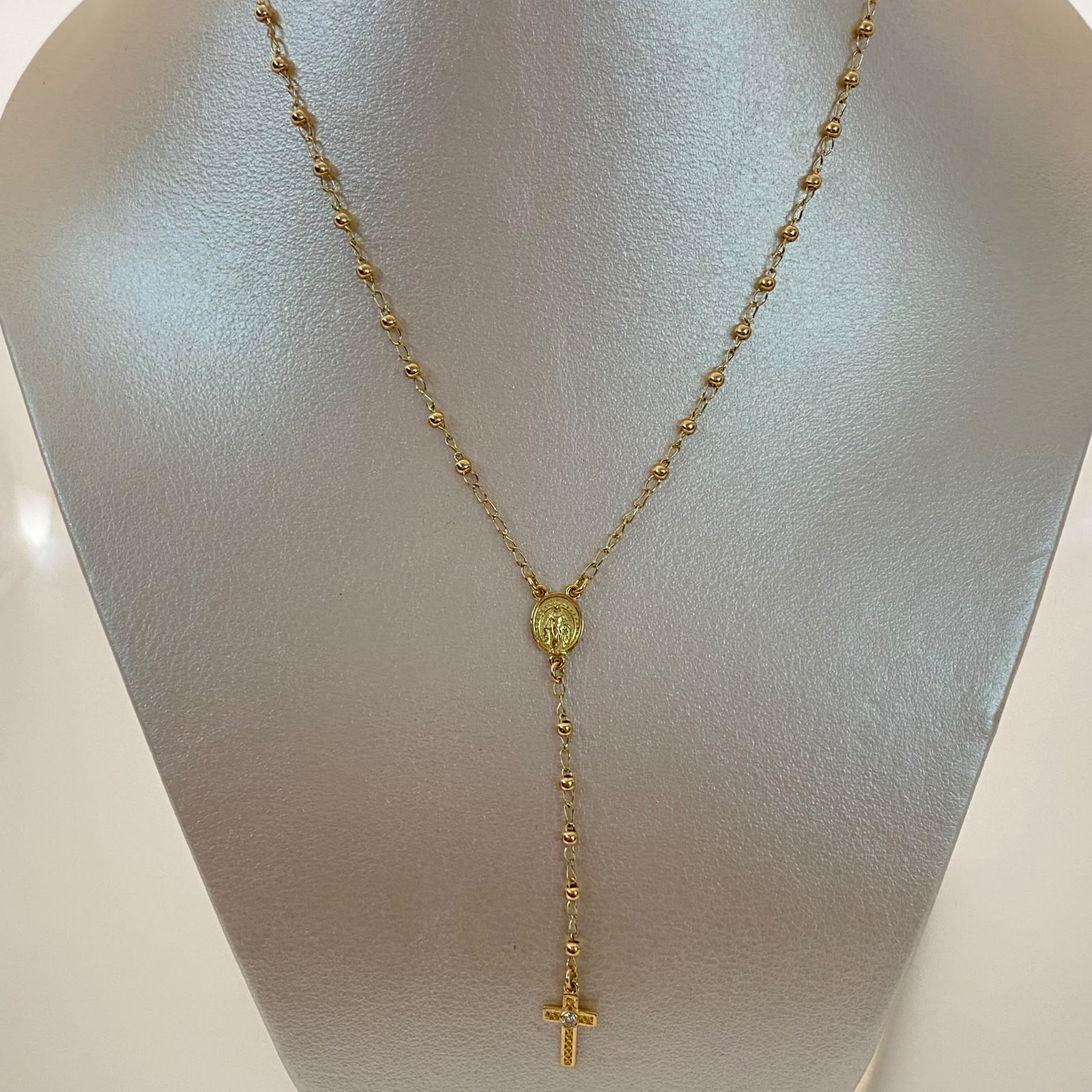 Rosario Bola Lisa Virgen Milagrosa Oro amarillo 18k 4,35 Gr / 2 mm / 55 Cm Broche 0,30