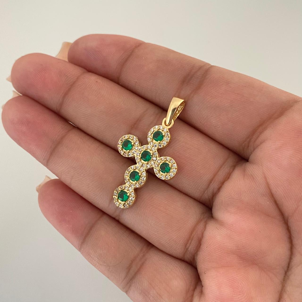 Dije cruz casting verde Oro amarillo 18k 3,6 Gr / 3,5 Cm