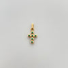 Dije cruz con circones verdes  Oro amarillo 18k 1,1 Gr / 1,4 mm / 2,5 Cm