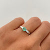 Anillo solitario con esmeralda  Oro blanco 18k / Talla 7 / 2,45 Gr