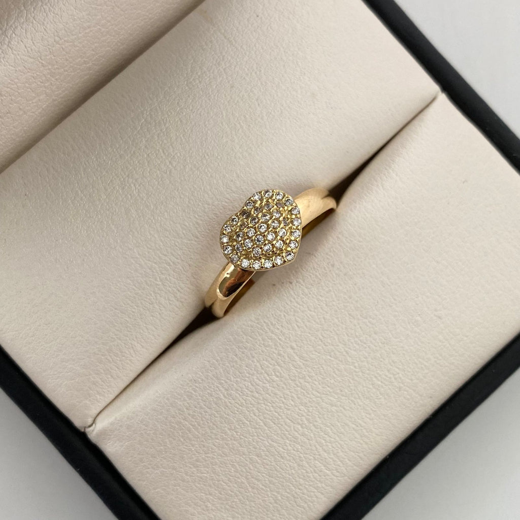 Anillo Corazon Casting Oro amarillo 18k / Talla 8 / 2,1 Gr / 3,2 mm