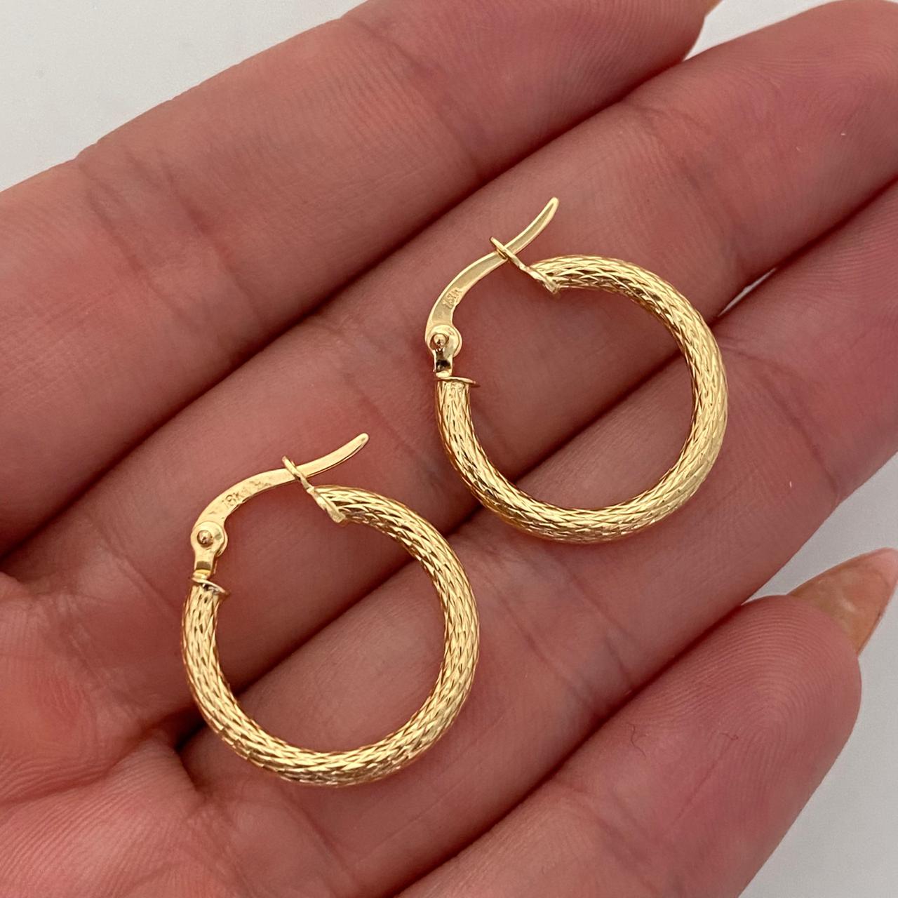 Candonga diamantada  Oro amarillo 18k 1,75 Gr / 2,1 Cm