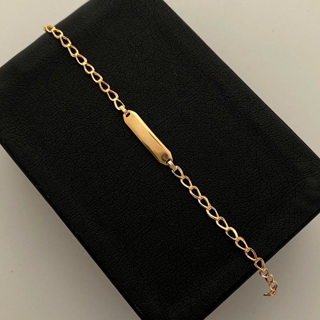 Pulso bebé Placa Rectangular Aro Oro amarillo 18k 1,25 Gr / 2,6 mm / 15,6 Cm Broche 0,20
