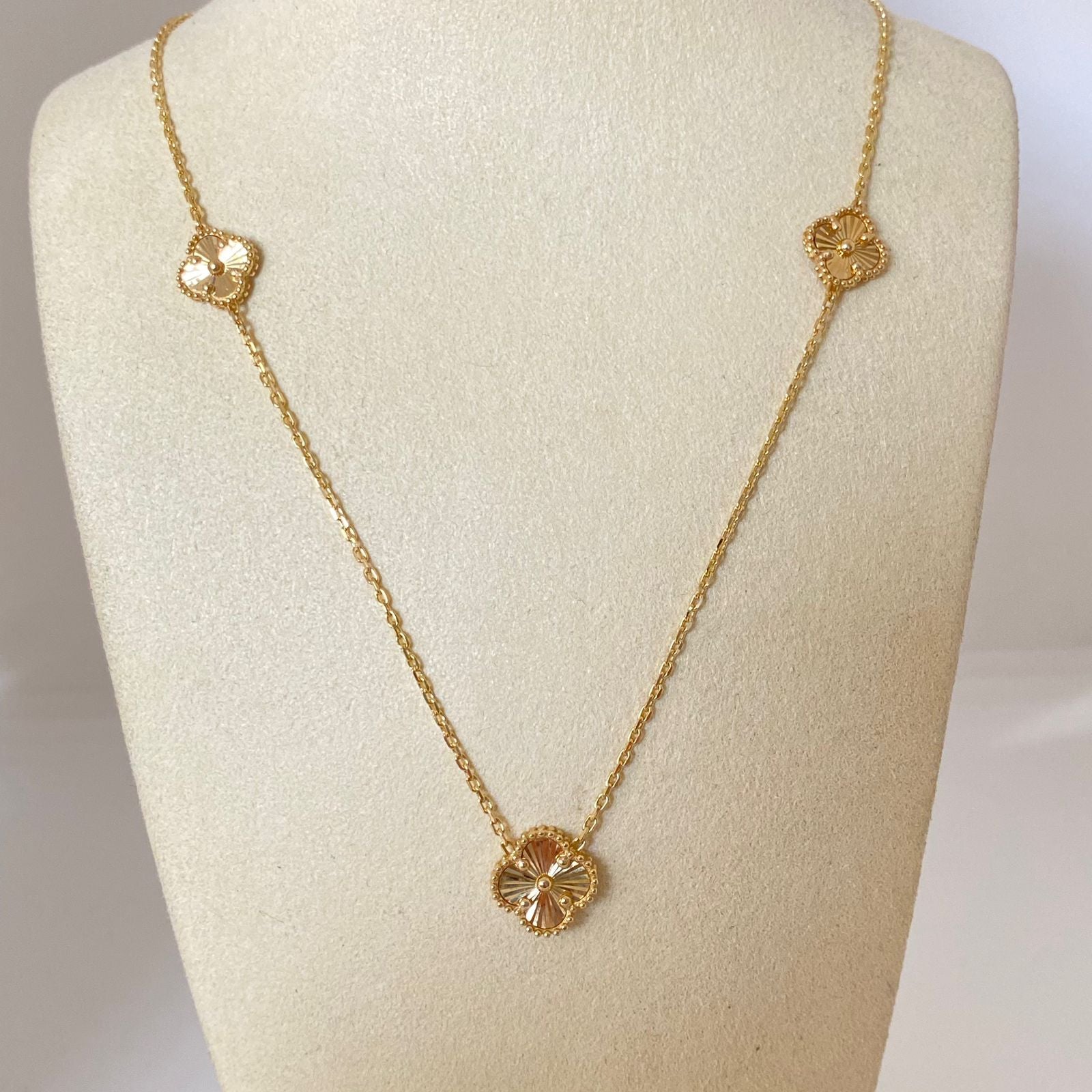 Cadena It trio trebol diamantado graduable Oro amarillo 18k +4 / 6,85 Gr / 10 mm / 42 Cm