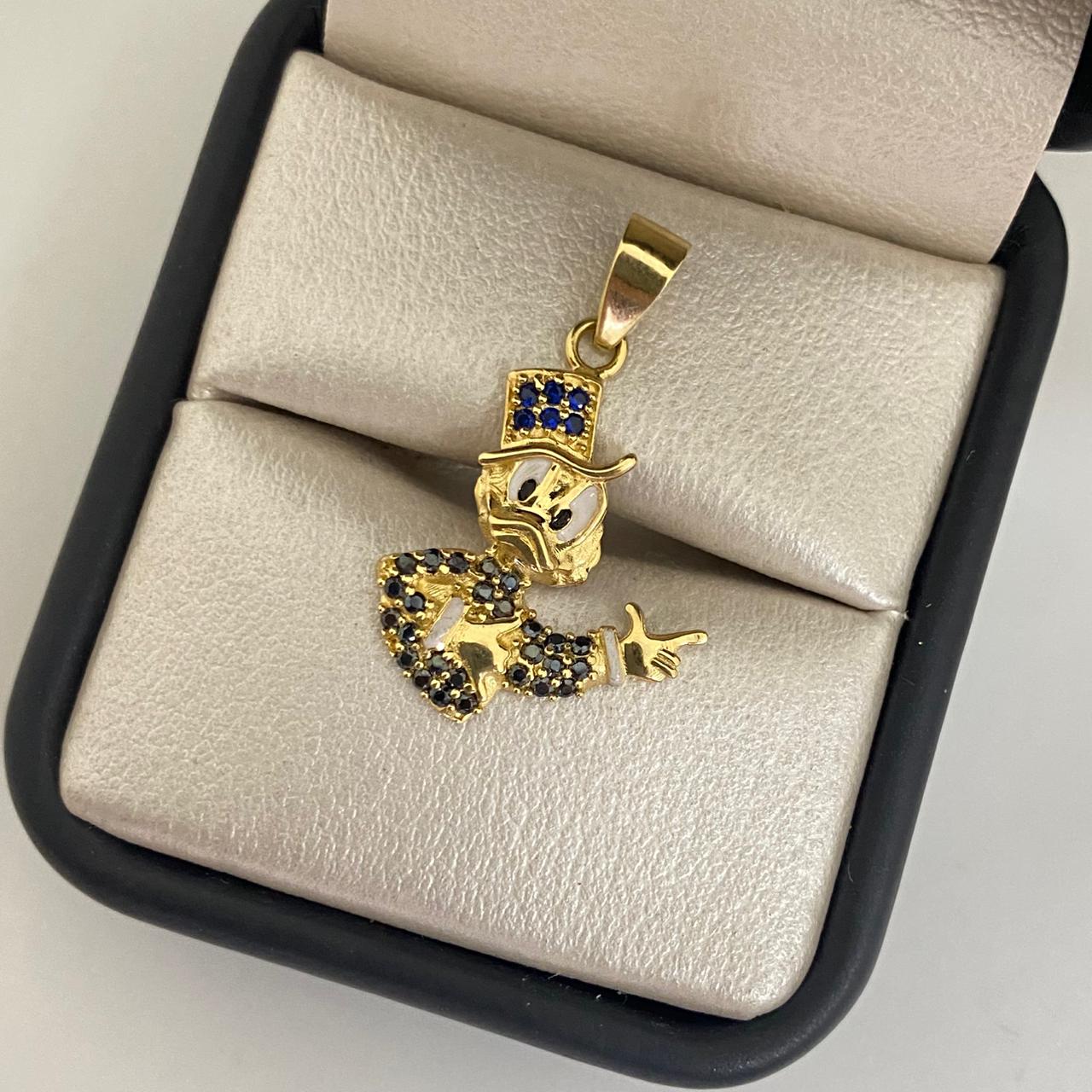 Dije tío rico sombrero verde casting negro Oro amarillo 18k 3,05 Gr / 3,0 Cm