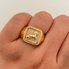 Anillo Cuadrado Caballo Casting Oro amarillo 18k / Talla 10 1/2 / 8 Gr / 7 mm