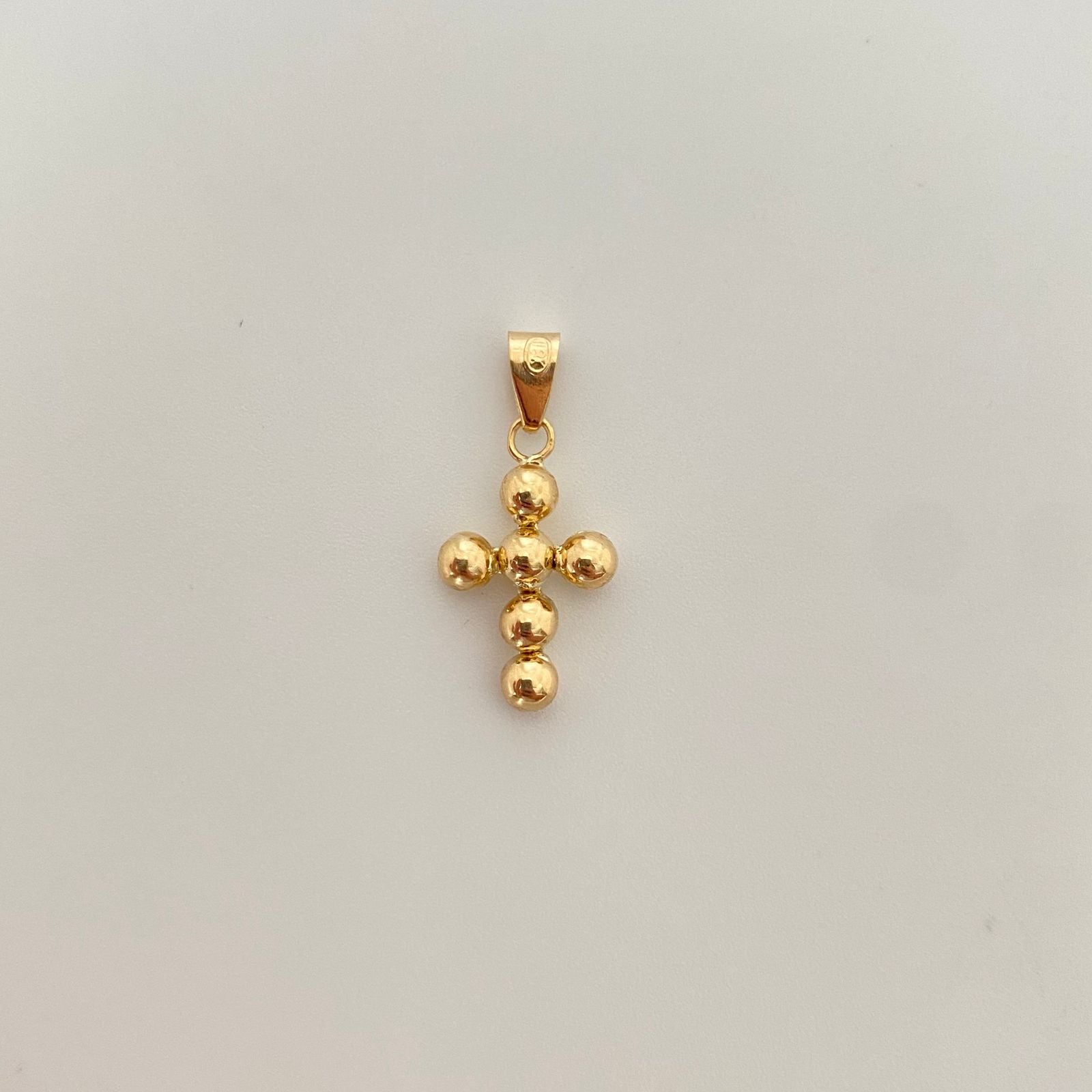 Dije cruz balines inflados lisos Oro amarillo 18k 0,75 Gr / 2,5 Cm