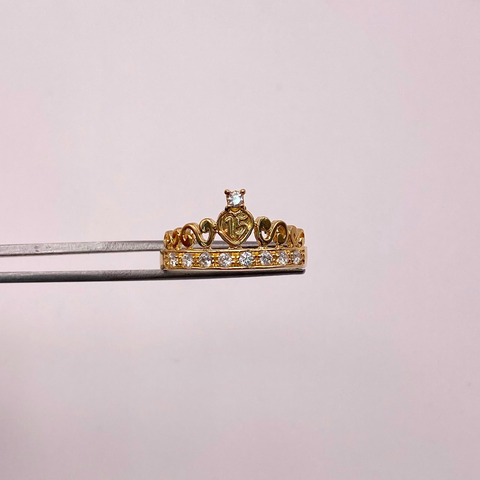 Anillo 15 Casting Blanco Oro amarillo 18k / Talla 7 / 2,45 Gr